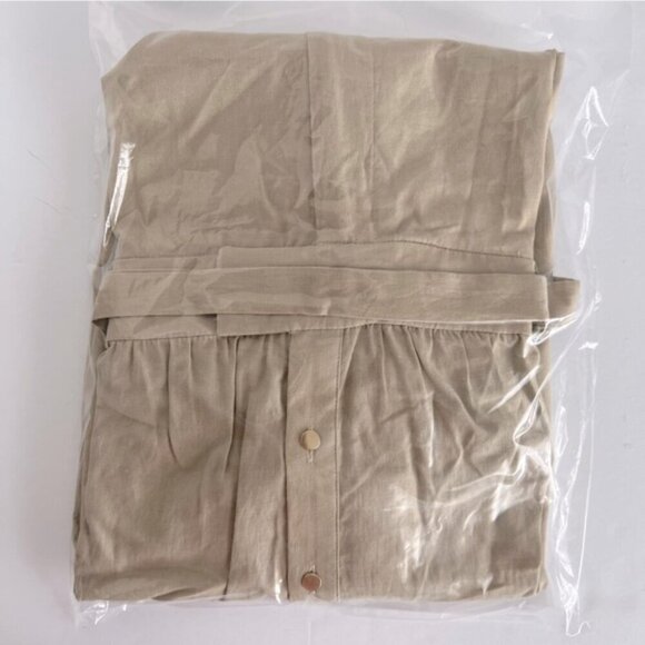 Zara - Women's Linen Blend Mini Shirt Dress - Light Beige. Size: XL. NWT. (1718) - Picture 6 of 16